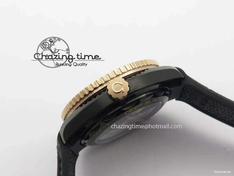 0427 Planet Ocean 45mm GMT DLC RG JHF Best Edition Black Dial On Leather Strap A Soft 8193